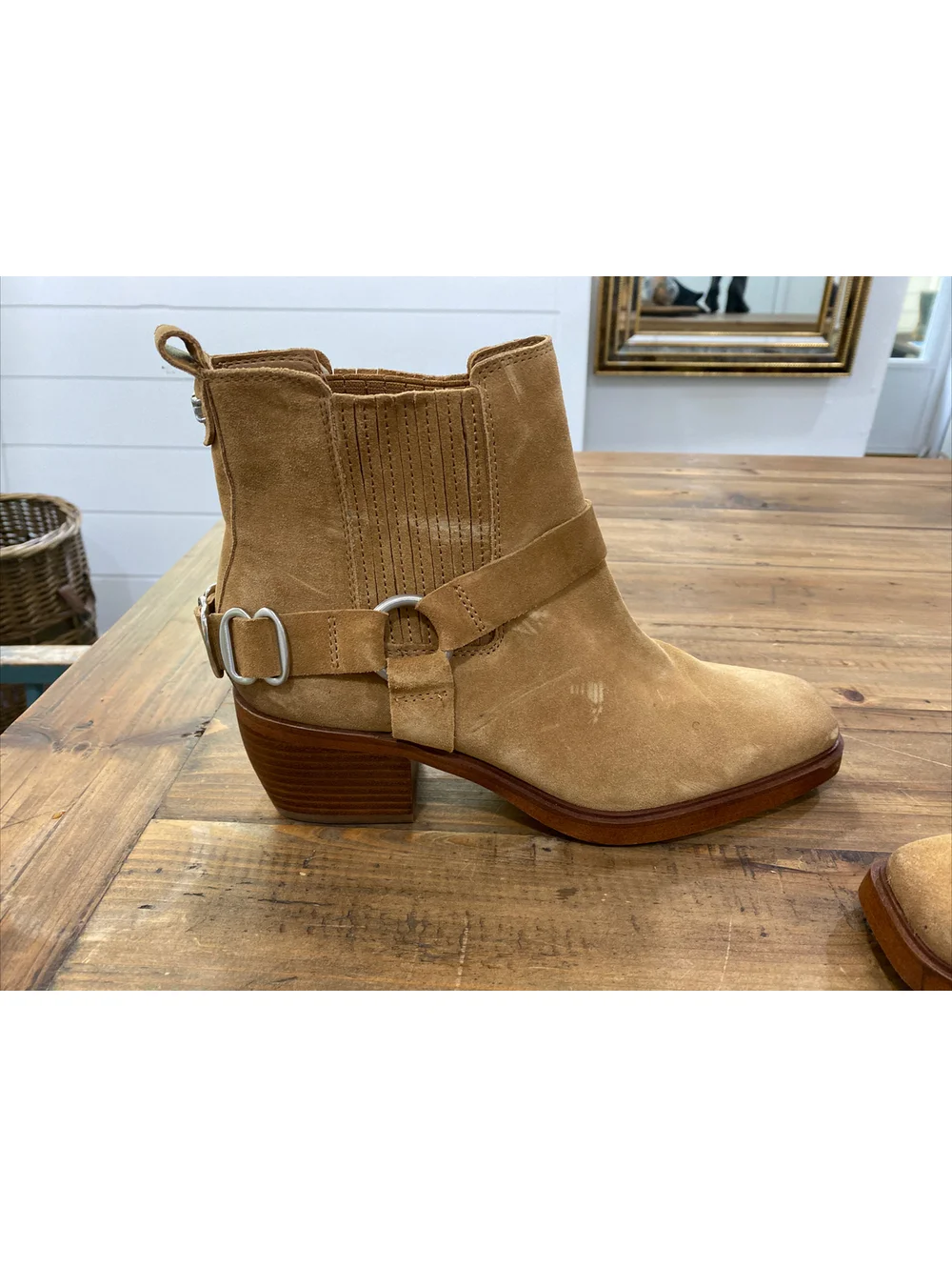 Sam Edelman Women's Bellamie Square Toe Suede Ankle Boots Camel Size 8